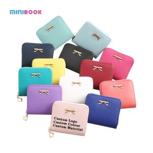 Buy cheap Custom Bowknot Letter Logo Short Purses Small Zipper Coin Bag For Women from wholesalers