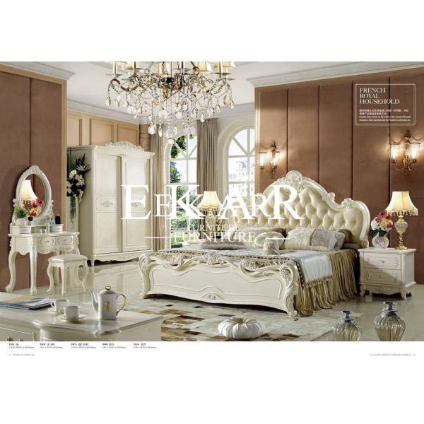 Quality 2017 newest Classic French style wooden soft leather bed for sale