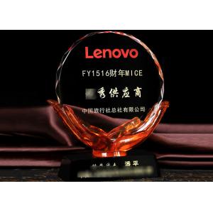 Annual Meeting Colored Glaze Trophy Cup With Round Crystal In Hand Design