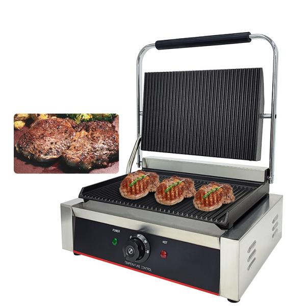 Quality 220V Commercial Electric Cast Iron Contact Sandwich Panini Press Maker Grill Griddle Machine for sale