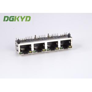 Buy cheap Side by side 1 X 4 ports rj45 LAN modular jacks, TAB UP 8P8C Y/G LEDs from wholesalers