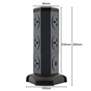 OEM/ODM Universal Power Extension Cord Tower Socket with Surge Protector for