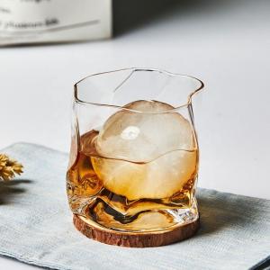 Buy cheap Irregular Handmade Whiskey Glass With Gold Rim from wholesalers
