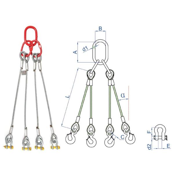 Galvanized Steel Wire Rope Sling Assembly Loop Cable Ties Customized Length for