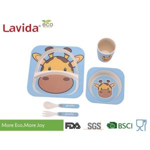 Biodegradable Children's Bamboo Dinnerware Colorful Cartoon Giraffe Animals
