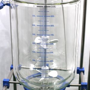 Automatic 100L Jacketed Glass Reactor Vessel with 304 Stainless Steel Frame and