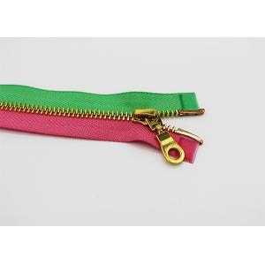 Auto Lock Slider Gold Customized Two Way Metal Zip Fluorescent Color Tape For