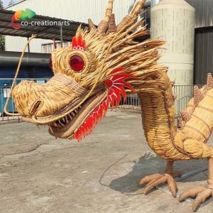 Steel Frame Custom Made Animatronics Straw Handmade Dragon