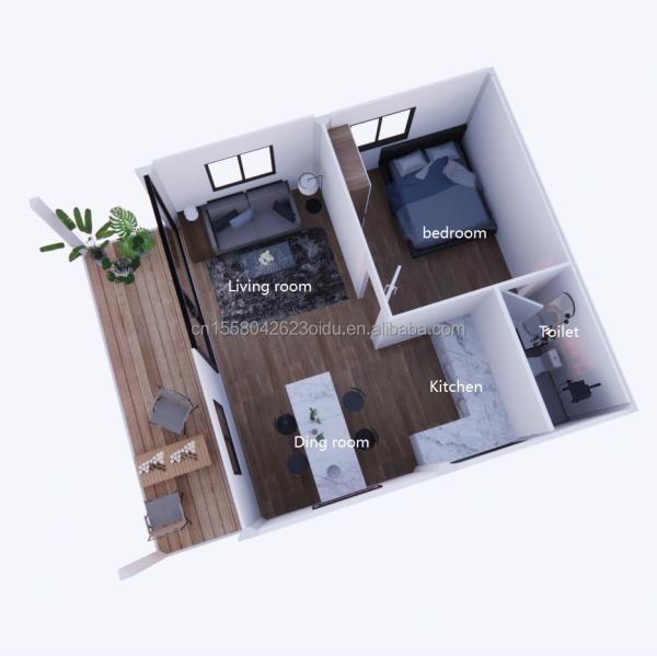 Plant Container House Movable Prefabricated House with 50/75/100mm Wave Sandwich Panel