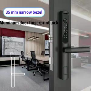 Buy cheap Black Zinc Alloy Smart Lock with Fingerprint WiFi Bluetooth for Aluminum Doors from wholesalers