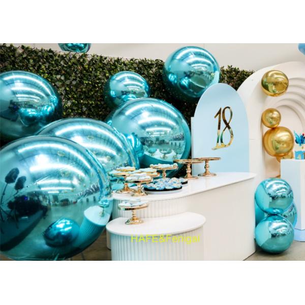 Quality 1m Light Blue Shiny PVC Balloons For Wedding Backdrop Or Disco Party for sale