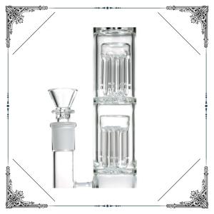 Buy cheap Clear Double 6 Arms Percolator Bongs Honeycomb Perc Hookah Straight Tube Glass Smoking Water Pipe from wholesalers