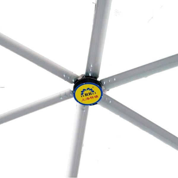 10m3/min 6pcs Alloy Industrial Ceiling Fan 55r/min Rotation Speed 3/380V/50HZ
