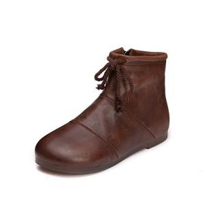 Buy cheap S072 Autumn and winter new Martin boots women retro handmade leather stitching lace flat zipper women boots from wholesalers