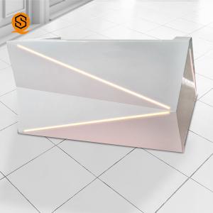 Unique Design Led Light Office Front Counter White Artificial Stone Reception