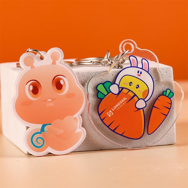 Durable Acrylic Transparent Keychain Simple Cartoon Promotional Printed With