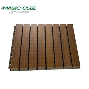 Easy Install Decorative oak veneer finish acoustic grooved wood panel for Office