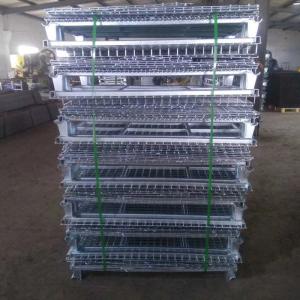 Foldable Heavy Duty Galvanized Collapsible Wire Mesh Containers With Caster