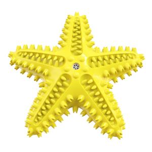 Buy cheap Natural Rubber New Design Starfish Shape Dog Chew Toy Dental Cleaning Toothbrush Squeaky Toy Yellow Green Blue from wholesalers