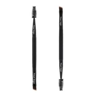 Buy cheap Soft Cosmetic Dual Black Eye Eyebrows Makeup Brush Plastic Handle from wholesalers