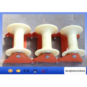 Buy cheap Three Wheel Cable Pulling Pulley / Steel Ground Cable Pulling Roller from wholesalers