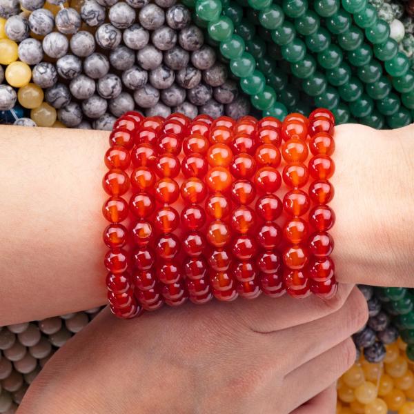 Red Agate 8mm Natural Carnelian Gemstone Round Beads For Party Jewelry