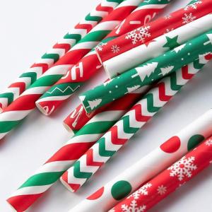 25pcs Retro Snowflake Drinking Christmas Paper Straws