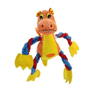 Buy cheap Cute Dragon Squeaky Plush Dog Toy With 5 Squeakers & Crinkle Paper, Rope Chew Toy from wholesalers
