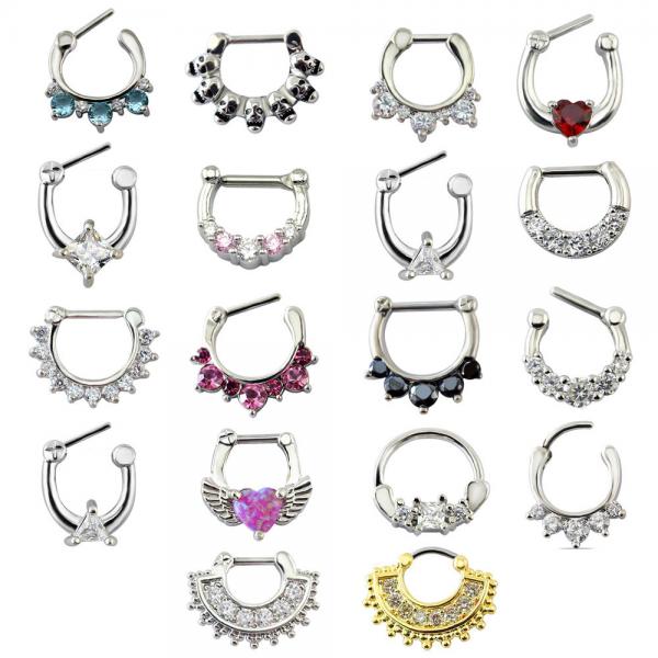 Quality Women Septum Pierced Clicker Jewelry Trendy Septum and Nose Piercing Zircon Nose Hoop Rings Body Piercing Jewelry Septum for sale