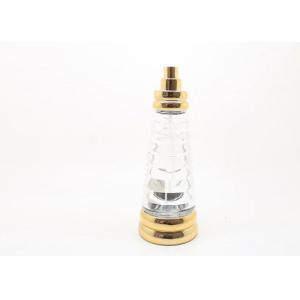 Buy cheap Lightweight Refillable Glass Perfume Bottle , Golden And Clear Glass Perfume Bottles from wholesalers