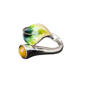 Buy cheap 925 Silver Manually Colored Enamel Yellow Amber Jewelry (R6050602) from wholesalers