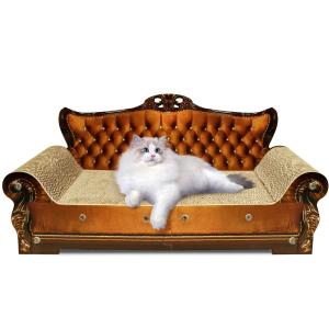 Buy cheap Luxury Cardboard Cat Scratcher Sofa Bed, Couch Shaped Scratching Board, Cat Scratch Lounge with Catnip, Large Brown from wholesalers
