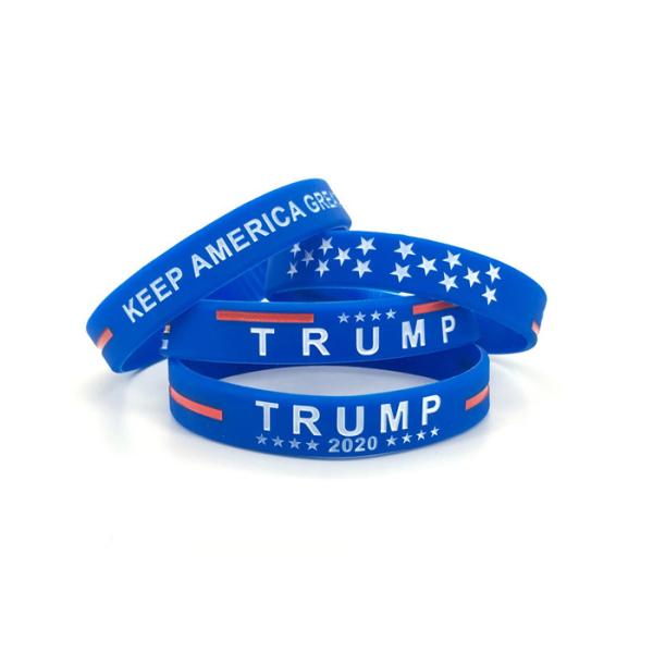 Blue color Silicone bracelet Trump Donald wrist strap custom OEM logo color size wrist