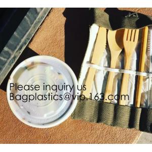 Eco friendly 5 Pieces Fork Knife Spoon Bamboo Disposable Cutlery Set Reusable