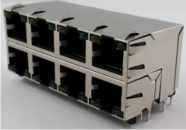 Buy cheap Stacked 2x4 RJ45 Modular Jacks RJSAE538A08 Shielded With EMI Tabs from wholesalers