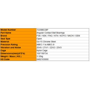 Buy cheap China Cheap Price Angular Contact Ball Bearings Nylon Cage 7220BECBP from wholesalers