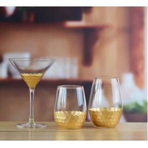 Buy cheap 450ml Gold Cutted Honeycomb Stemless Crystal Wine Glass from wholesalers