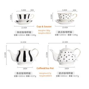 European Design Ceramic Tea Set Luxury Porcelain Teapot And Teacups With Gold