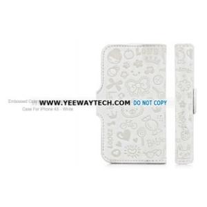 Buy cheap Embossed Cute Cartoon Wallet Style Leather Case For iPhone 4S - White from wholesalers