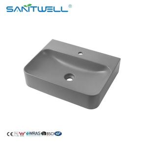 Buy cheap 2022 New Design AB8522 Ceramic Wash Hand Basins Matt Grey Rectangle Shape Above Counter Sinks from wholesalers