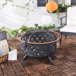 20.1 Pounds Copper And Black Portable Round Charcoal Fire Pit For Gardern