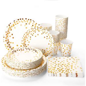 Buy cheap Gold Dot Disposable Dinnerware Sets from wholesalers