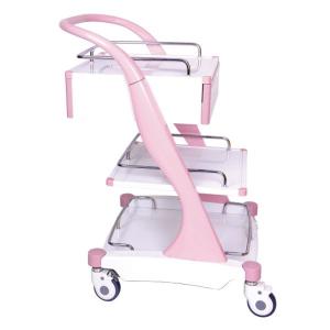 Buy cheap ABS Aluminum Alloy Frame Pink Three layers Hospital Treatment Trolley from wholesalers