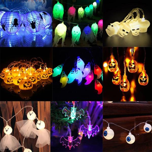 1.5m 10LED Eyeballs Pumpkin Ghost Skeletons Bat Spider LED String Festival Ornament Bar Home Party Decoration Halloween Light