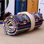 Buy cheap Roll - Up Canvas Student Pencil Pouches , Pencil Roll Case Cotton Rope Closure from wholesalers