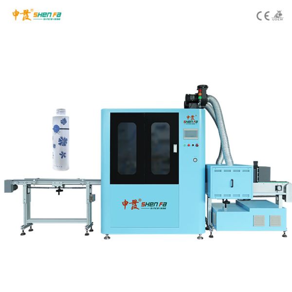 Detailed view of screen printing machine components