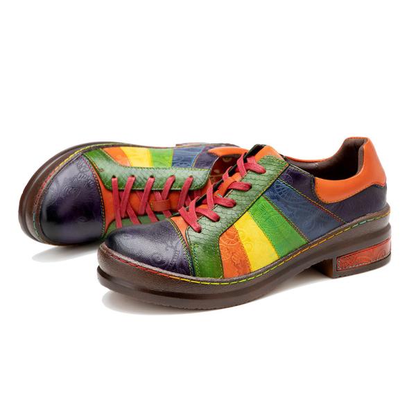 Quality Solid Pattern Women's Dress Shoes Customized Hand Polished Rainbow Flat Shoes for sale