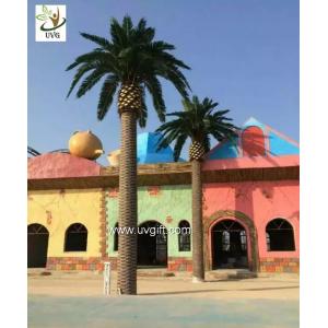 Buy cheap UVG large glassfiber artificial palm tree outdoor with green silk leaves for water world decoration PTR060 from wholesalers