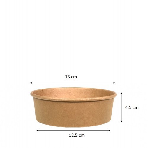 Quality Dia 15cm 500ML 16OZ Recyclable Fast Packing Kraft Paper Bowl for sale