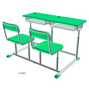 Fixed Dual Double Seat School Student Study Desk with Chairs